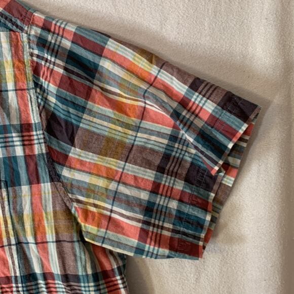 Woolrich mens xxl plaid button down shirt orange gorp grampa blue cool woolen mi - Picture 5 of 9